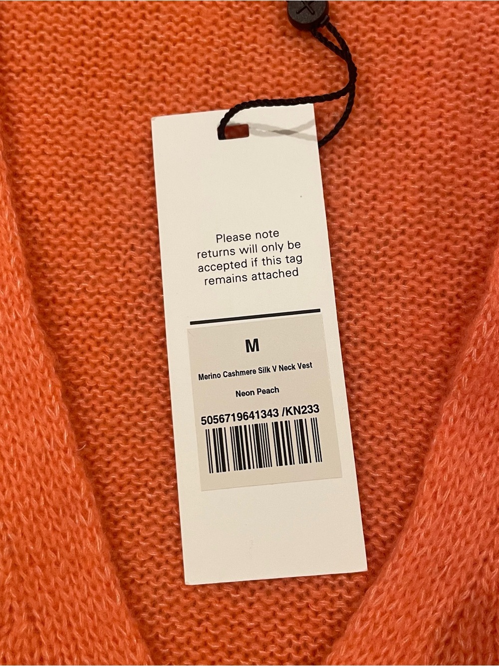 NWT ME+EM Merino Cashmere Silk V Neck Vest (Neon Peach) - Medium - Picture 6 of 9